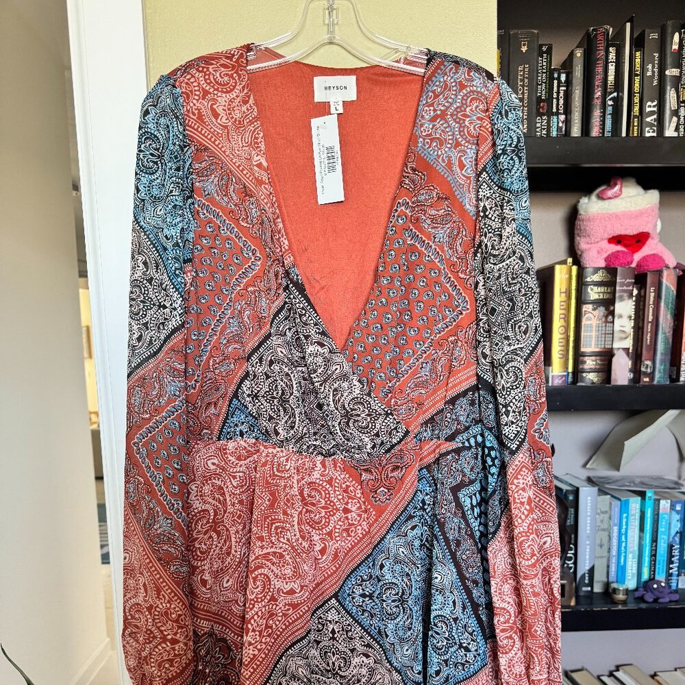 NWT HEYSON Scarf Printed Chiffon Wrap Dress